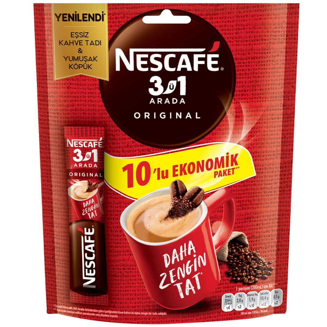 Nescafe 3 In 1 Original Instant Coffee, 175g - DealzDXB