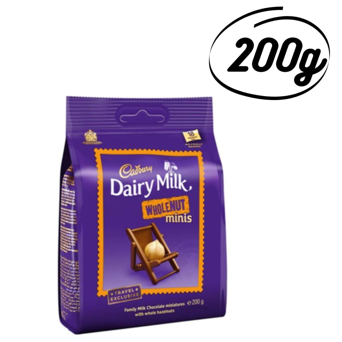 75g (87)-min Cadbury Dairy Milk Wholenut Minis, 200g - Image 1