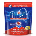 Finish All-in-1 Dishwasher Detergent Tablets, Lemon Scent, 56 Tablets, 896g