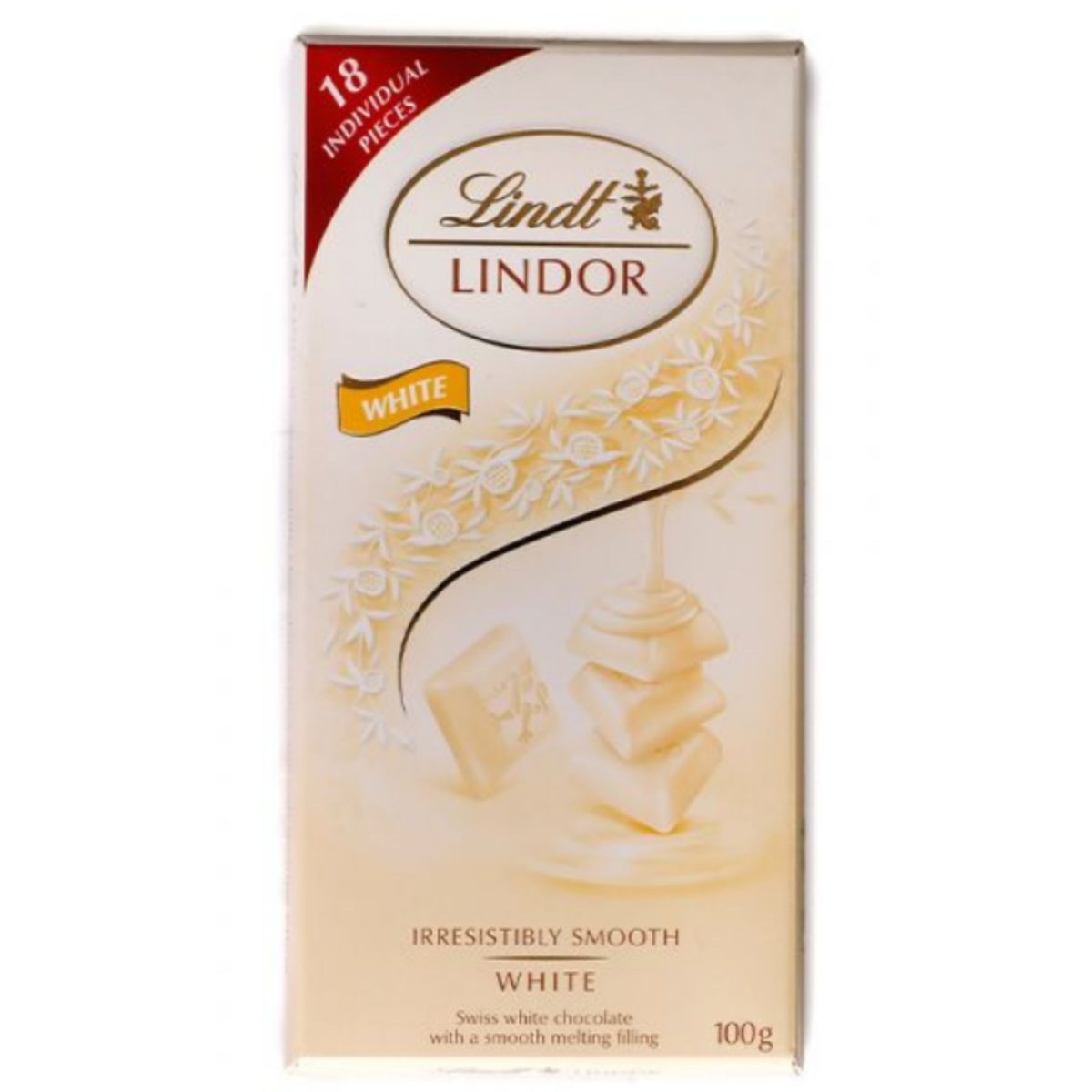 100 g (6) Lindt Lindor White Chocolate Singles, 100g - Image 1