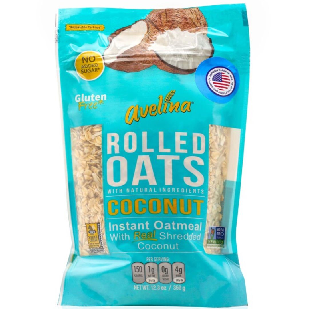 Avelina Instant Rolled Oats with Coconut Flakes and Flavor, 350g - DealzDXB