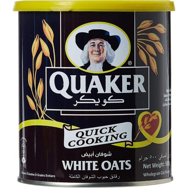 Quaker Quick Cooking White Oats in a Tin, 500g