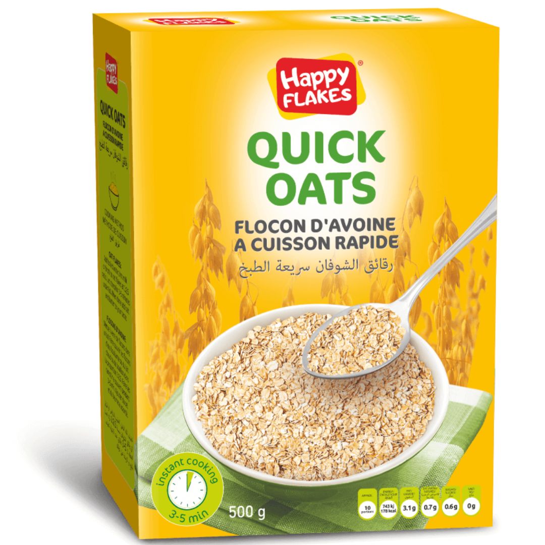 Happy Flakes Quick Oats, 500g - DealzDXB