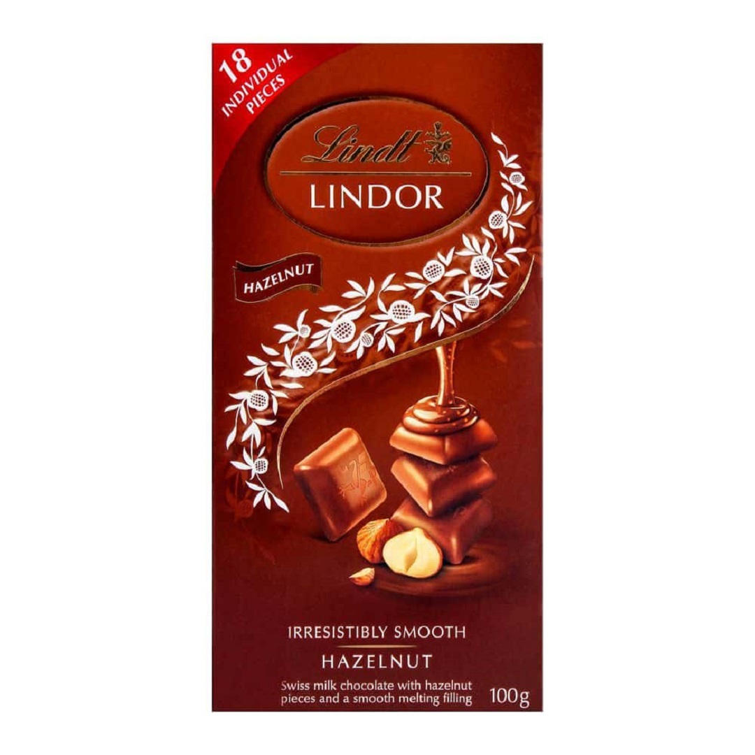 Lindt Lindor Hazelnut Chocolate Bar, 100g - DealzDXB