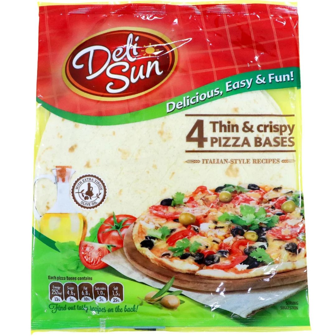 Deli Sun Thin And Crispy Pizza Base 4pcs 320g Dealzdxb