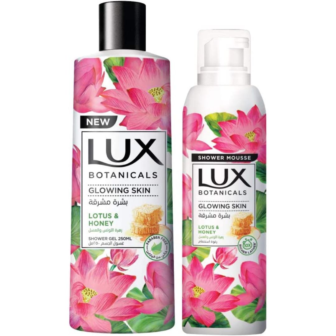 Untitled design (32) Lux Botanicals Glowing Skin Body Wash Lotus & Honey 250 ml + Aerosol Foam Glowing Skin Lotus & Honey 200 ml - Image 1