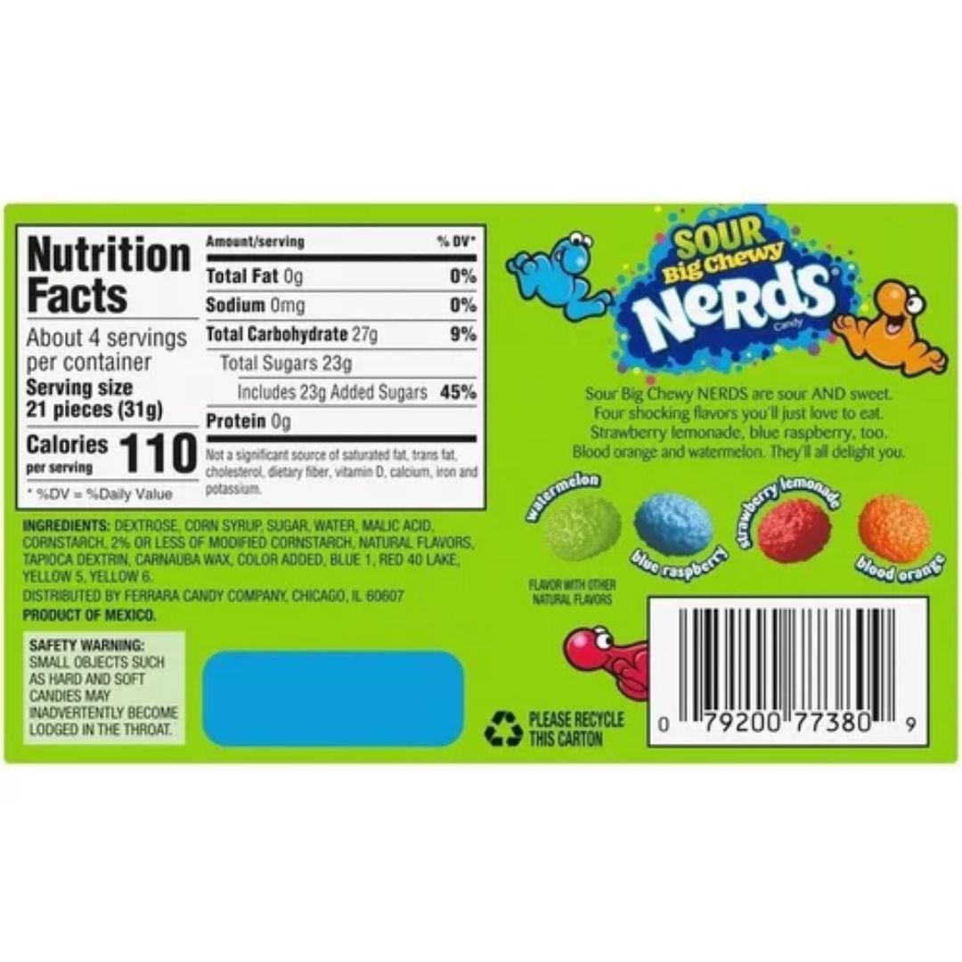 Wonka Sour Chewy Candy - 24 ea, Nutrition Information