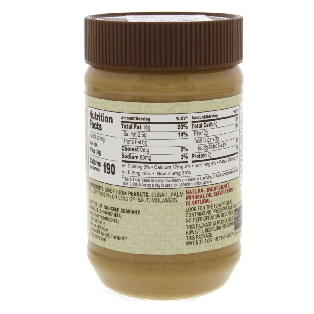 Jif Natural Creamy Peanut Butter Spread Low Sodium, 454g DealzDXB