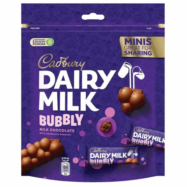 Cadbury Dairy Milk Bubbly Chocolate Minis Pouch, 168g