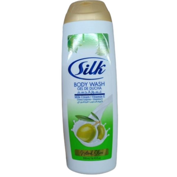 Silk Body Wash Milk Cream + Vitamin E Natural Olive, 500ml