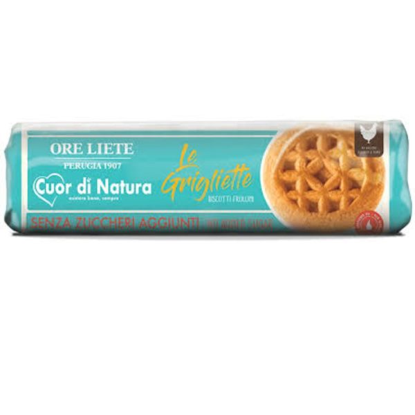 Ore Liete Perugia Cuor di Natura Le Grigliette Biscotti No Added Sugar, 200g