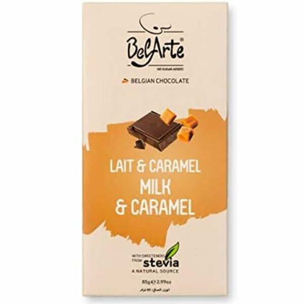 Belarte Belgian Chocolate Lait & Caramel Milk & Caramel with Stevia Sweeteners, 85g
