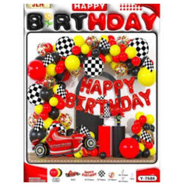 Siriustex Happy Birthday Race Car Party Decoration, 63pc(mix)