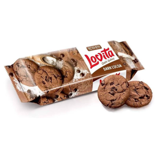Roshen Lovita Classic Cookies Dark Cocoa, 150g