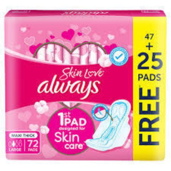 Always Skin Love 1st Pad Maxi Thick, 72pads