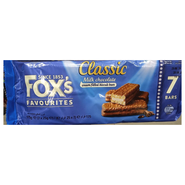 Fox's Favourites Classic Milk Chocolate Cream Filled Biscuit Bars, 175g