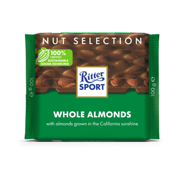 Ritter Sport Nut Selection Whole Almonds with Almonds grown in the California sunshine, 100g