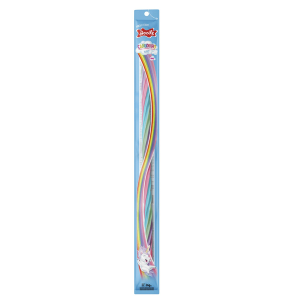 Docile Canudinho Unicorn Morango Strawberry Frutilla Pencil Sticks Candy, 26g