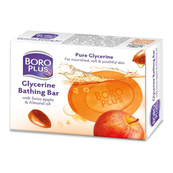 Boro Plus Glycerine Bathing Bar with Swiss Apple & Almond Oil, 125g