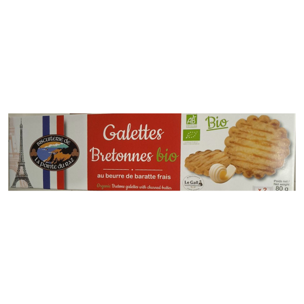 Biscuiterie De La Pointe Du Raz Organic Bretons Galettes with Churned Butter, 80g