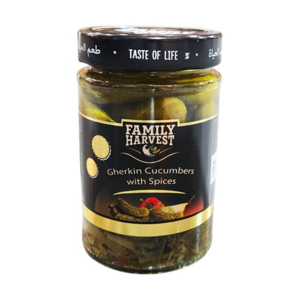 Family Harvest Gherkin Cucumbers with Chili, 300g