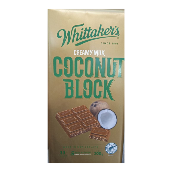 Whittaker’s Creamy Milk Coconut Block, 200g