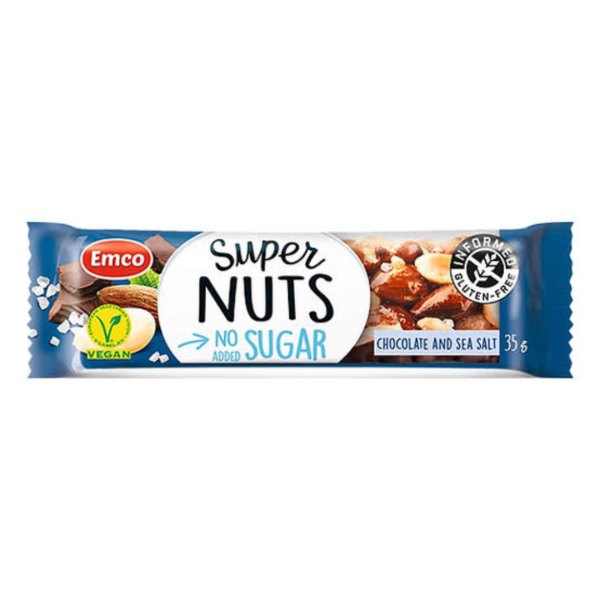 Emco Super Nuts No Added Sugar Chocolate and Sea Salt, 35g