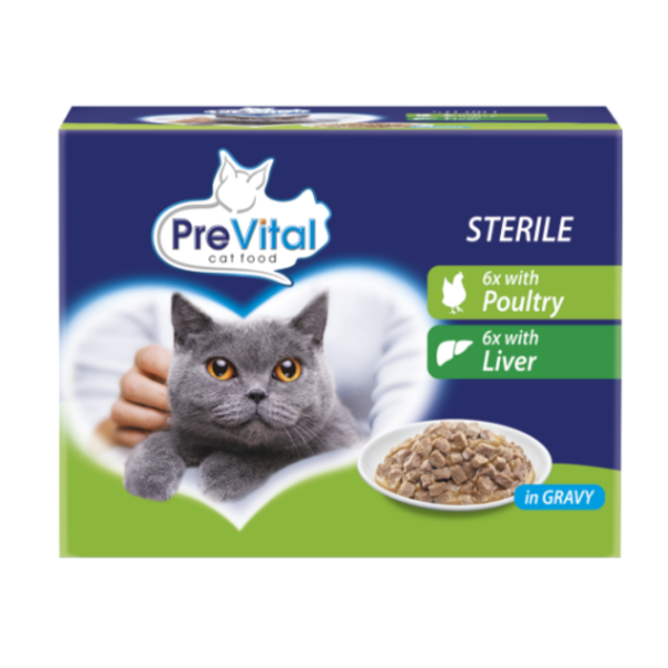 Prevital Cat Food Sterile Poultry and Liver in Gravy, 4x100g