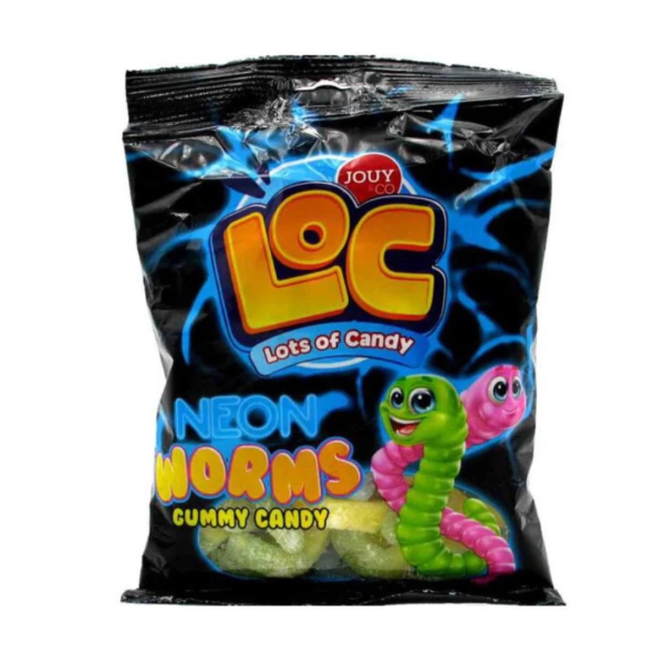 Jouy & Co LOC Lots of Candy Neon Worms Gummy Candy, 80g