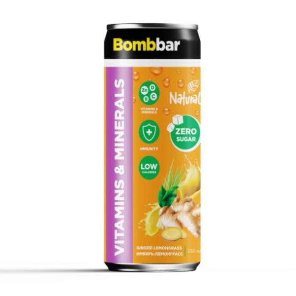 Bombbar Lemonade Vitamins & Minerals Ginger-Lemongrass, 330ml