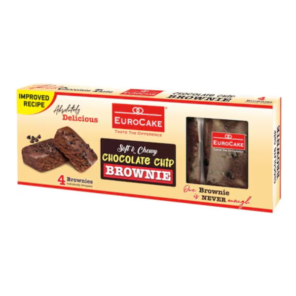 Eurocake Soft & Chewy Chocolate Chip Brownie, 2x200g
