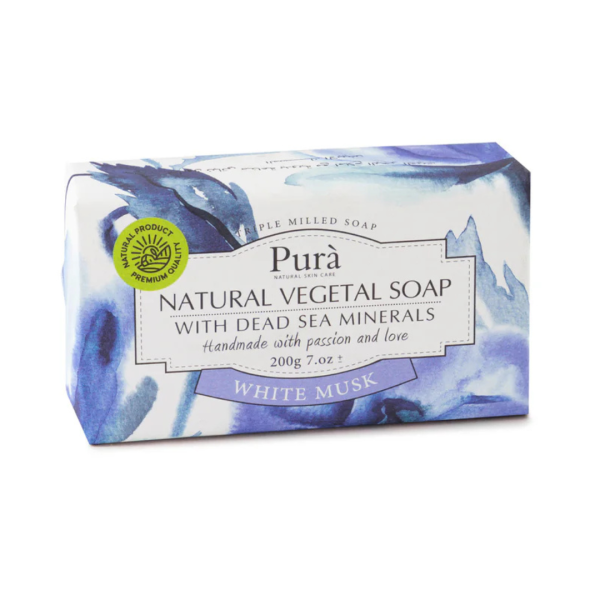 Pura Natural Vegetal Soap with Dead Sea Minerals White Musk, 200g