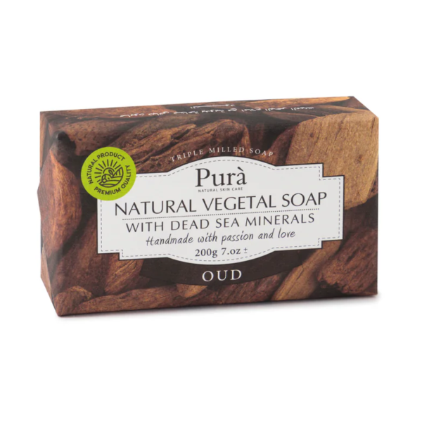 Pura Natural Vegetal Soap with Dead Sea Minerals Oud, 200g