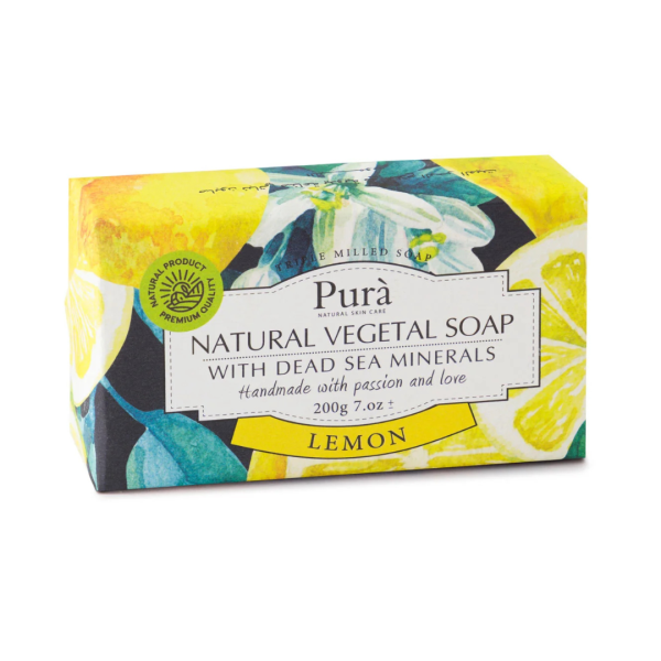 Pura Natural Vegetal Soap with Dead Sea Minerals Lemon, 200g