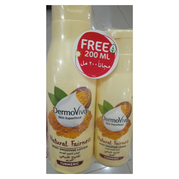 Dermoviva Skin Superfood Turmeric Natural Fairness Body Smoothie Lotion, 400+200ml