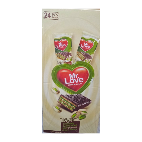 Mr. Love Wafer Chocolate Coated Filled with Pistachio Cream, 24x16g