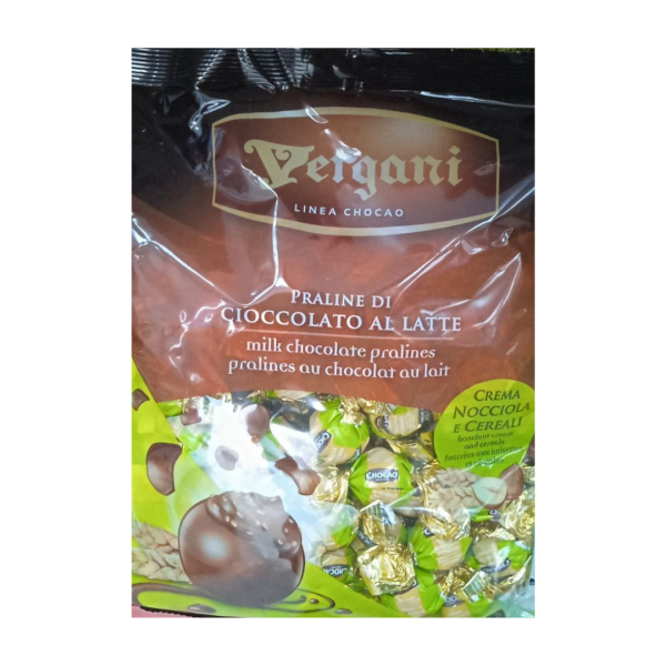 Vergani Praline Milk Chocolate Pralines Hazelnut Cream and Cereals, 1000g