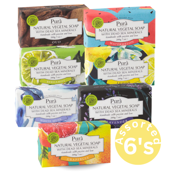 Pura Natural Vegetal Soap with Dead Sea Minerals – Assorted 6x200g