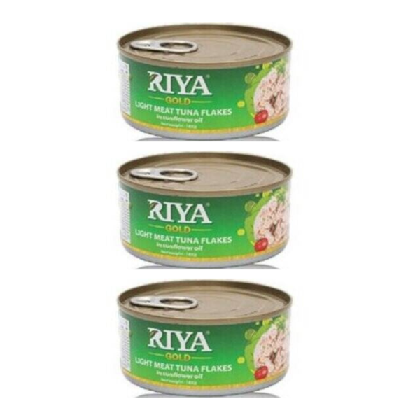 Riya Gold Light Meat Tuna Flakes in Sunflower Oil, 3x185g