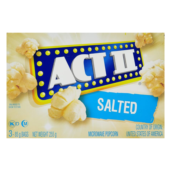 Act II Salted Microwave Popcorn, 255g