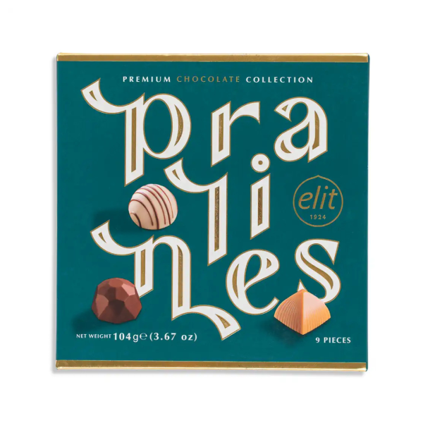 Elit Pralines Premium Chocolate Collection Green Gift Box, 104g