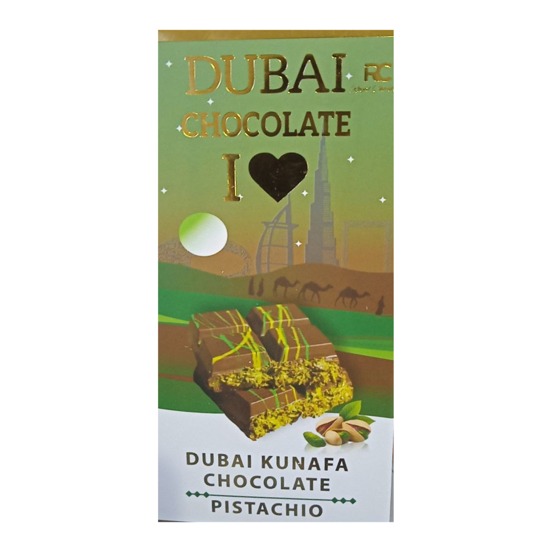 250g (25) RC Royal Chocolate Dubai Kunafa Chocolate Pistachio, 200g - Image 1