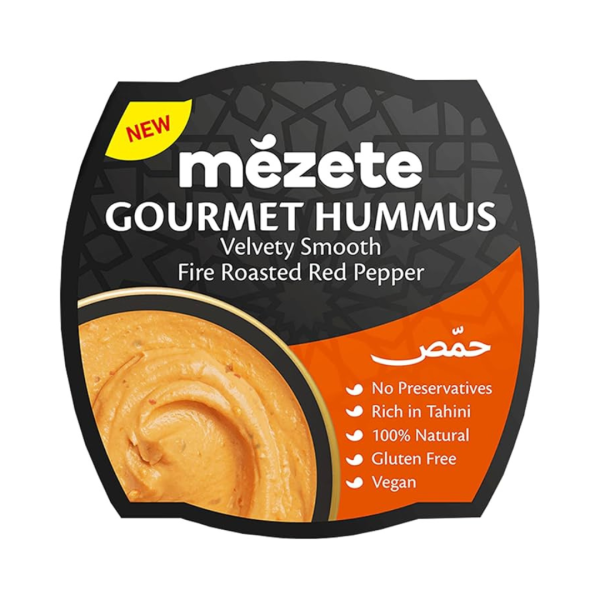 Mezete Gourmet Fire Roasted Red Pepper Hummus Velvety Smooth, 70g