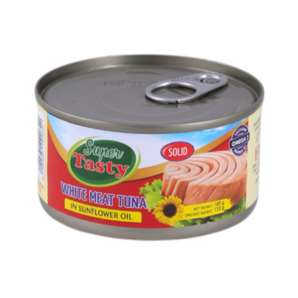 Super Tasty White Meat Tuna in Sunflower Oil, 185g