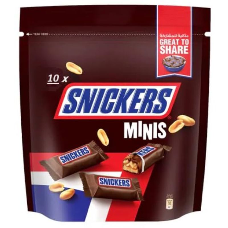 2 Snickers Mini Milk Chocolate Bars, 10 Pieces, 180g - Image 1