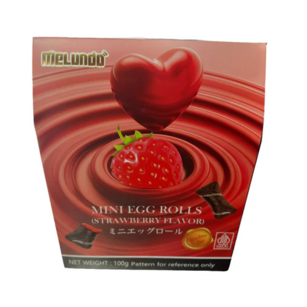 Melundo Mini Egg Rolls Strawberry Flavor, 100g