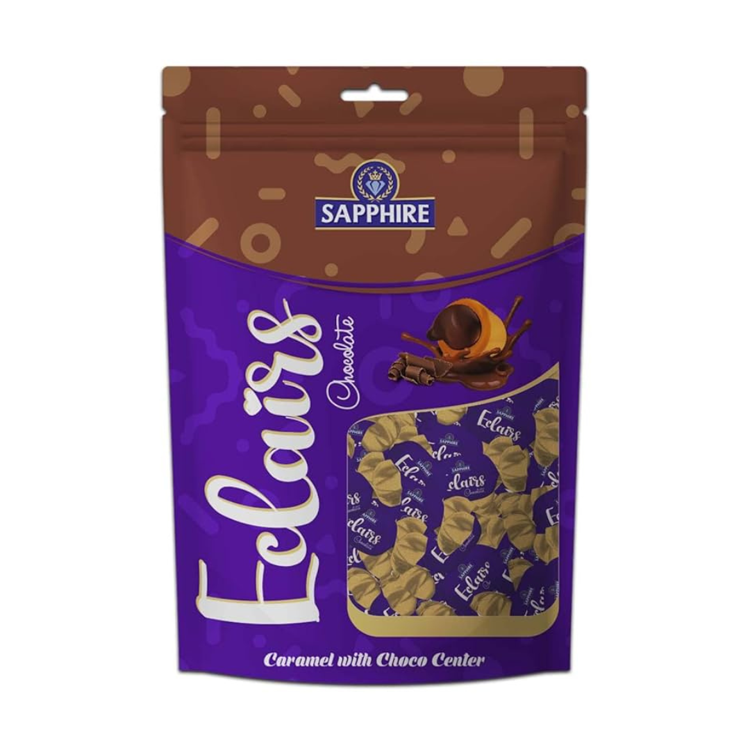 250g - 2025-10-14T211238.527 Sapphire Eclairs Chocolate Caramel with Choco Centre, 700g - Image 1