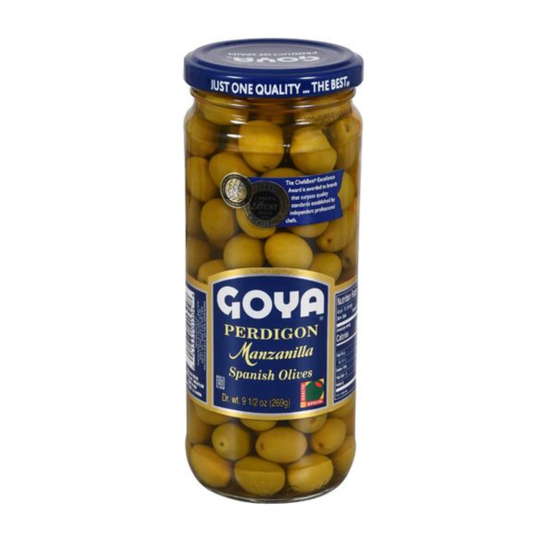 250g - 2025-10-21T210005.325 Goya Manzanilla Sliced Green Olives in Brine, 345g - Image 1
