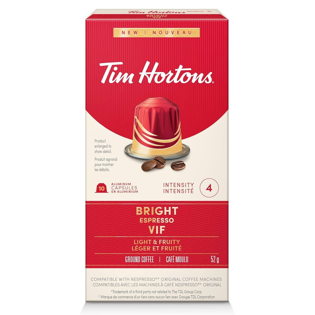 250g - 2025-11-03T202623.071 Tim Hortons Bright Espresso VIF Light & Fruity Coffee Capsules, 52g - Image 1