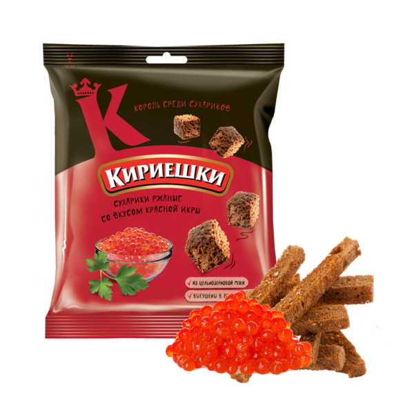 Kirieshki Rye Salted Croutons Red Caviar Flavour, 40g